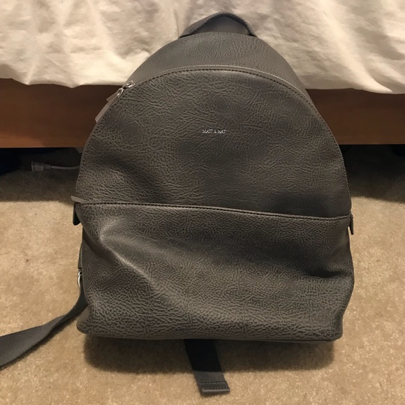 Matt & Nat Gray Pebbled Vegan Leather Backpack